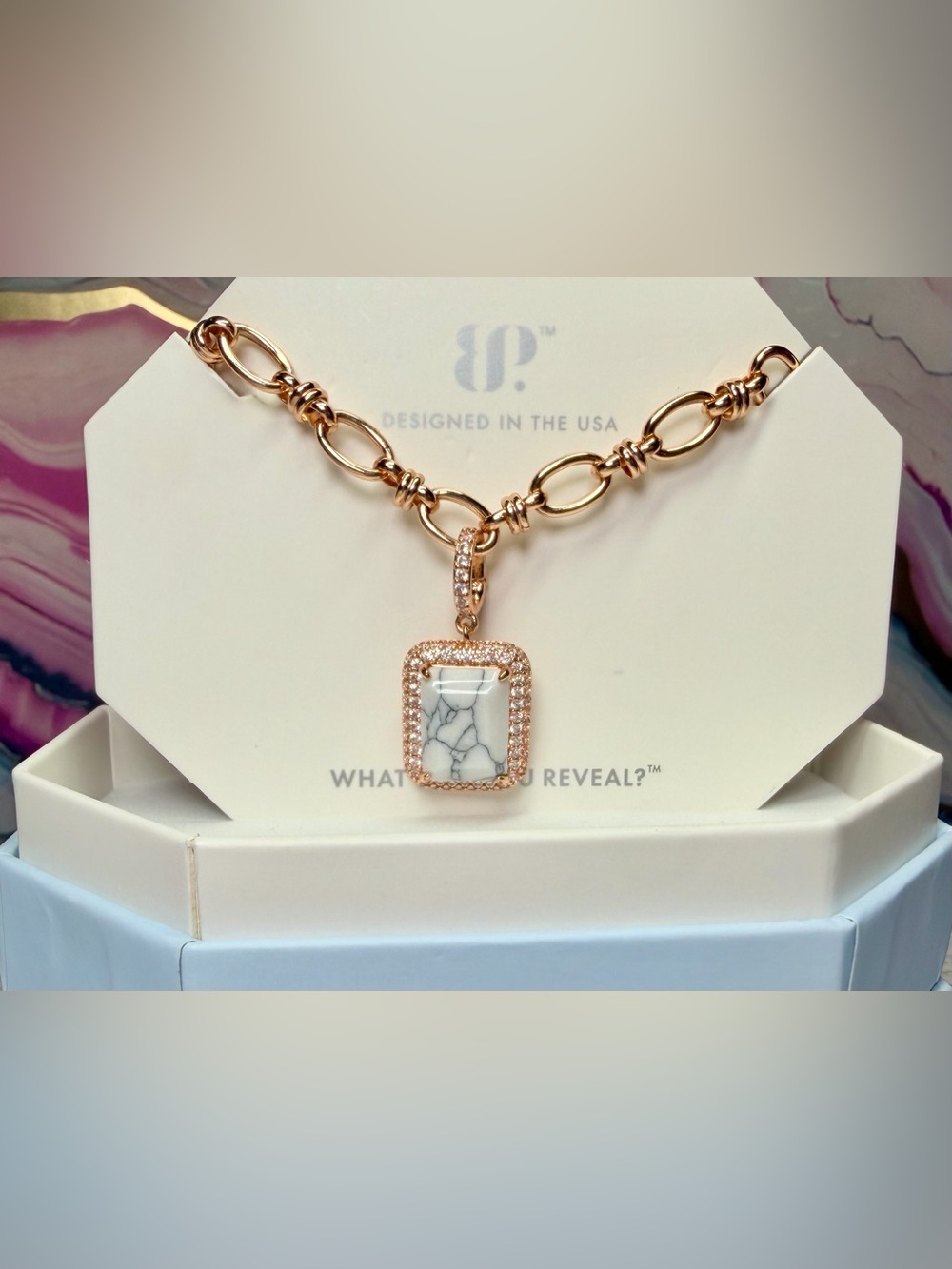 Bomb Party Howlite Necklace on Rose Gold NK57811
